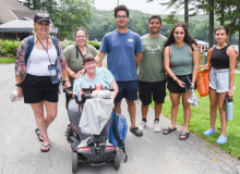 Several people on the path