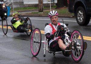 Dennis Moran from Framingham racing in the 2019 Boston Marathon