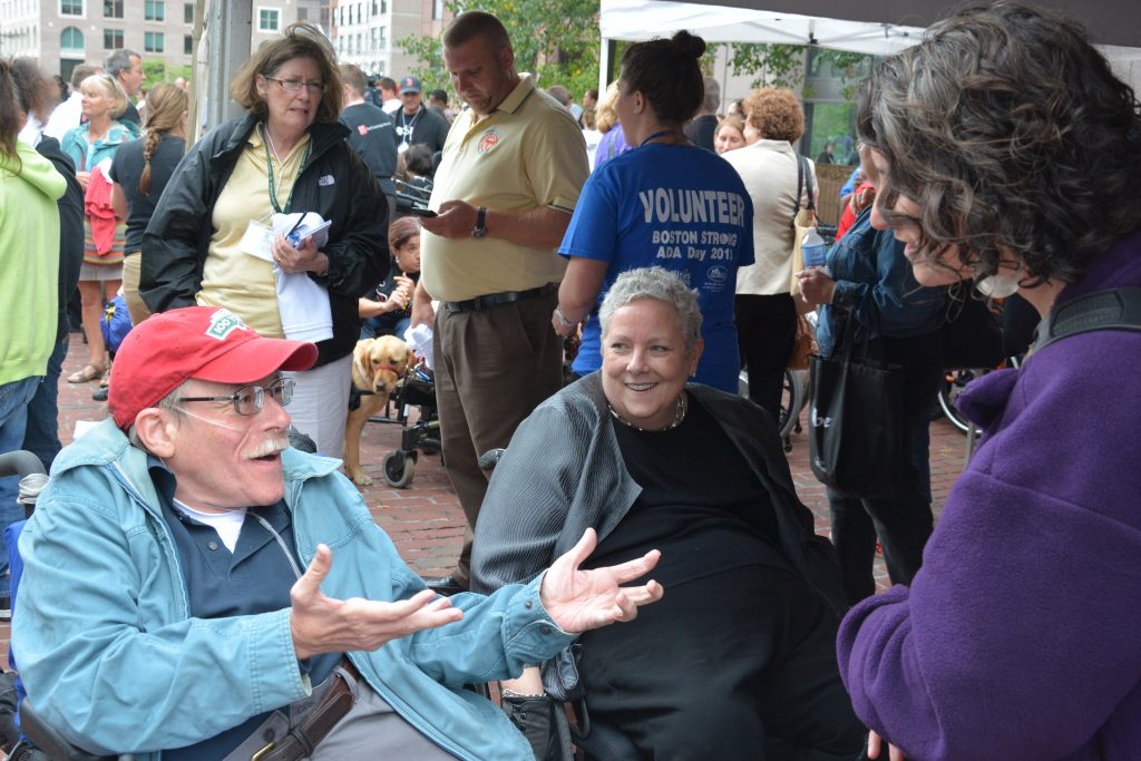 Paul at 2013 Boston ADA talking to Chris Griffin and Becca Gutzman